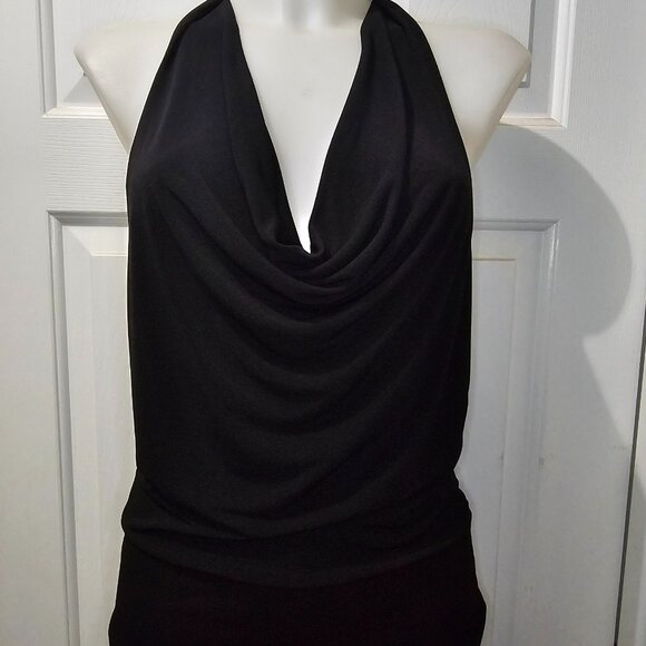 VENUS Black Halter Top – Draped Cowl Neck, Silky Feel, Date-Night Ready - Picture 1 of 2